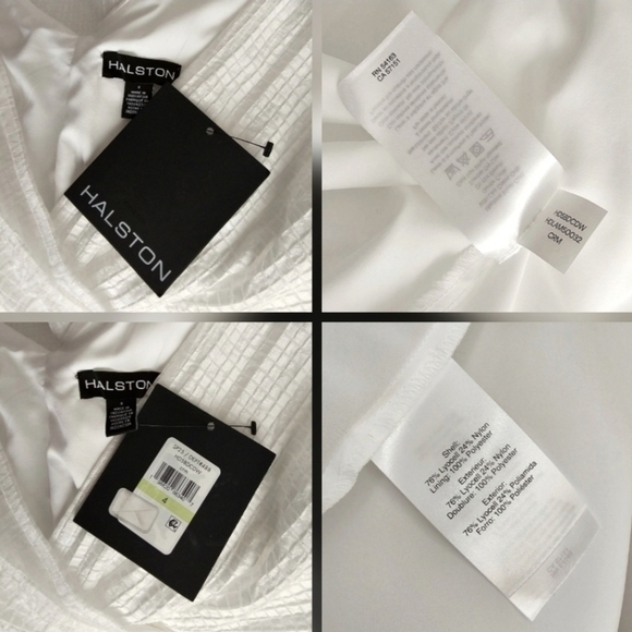 Halston White Sleeveless Seersucker Belted Flare Midi Dress - Picture 14 of 16